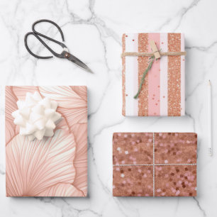 Feuille De Papier Cadeau Motif rose Gold