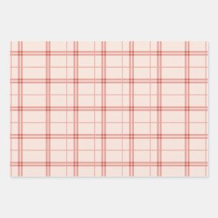 Feuille De Papier Cadeau Motif rouge clair coche d'impression Tartan