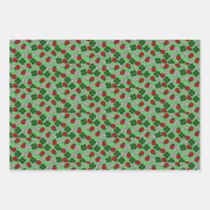 Feuille De Papier Cadeau Motif rouge et vert mignon Ladybug