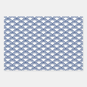 Feuille De Papier Cadeau Motif Royal Blue Seigaiha