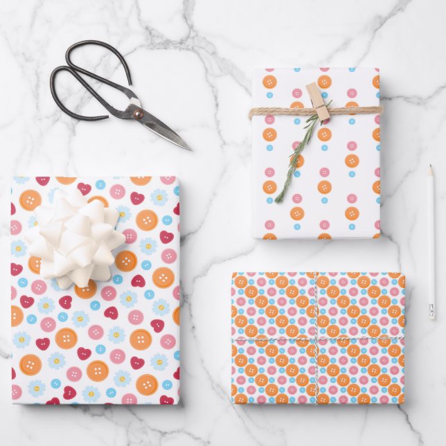 Feuille De Papier Cadeau Motif sans couture de boutons lumineux pour coutur (Recto)