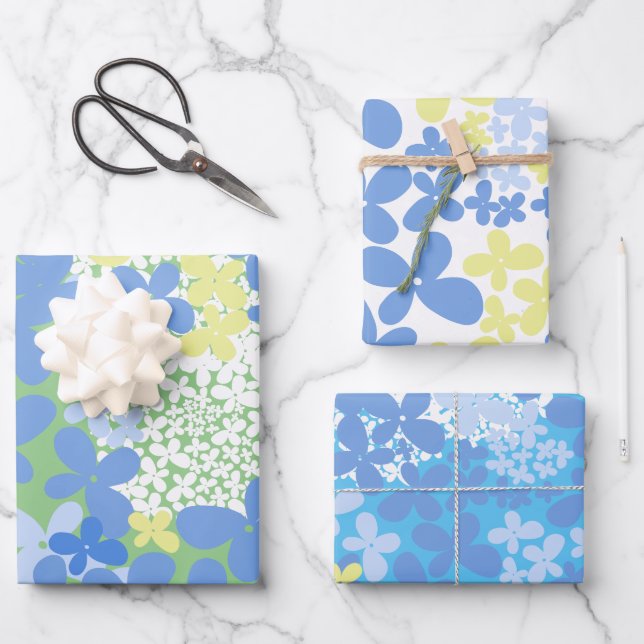 Feuille De Papier Cadeau Motif sans couture de fleurs sauvages. (Recto)