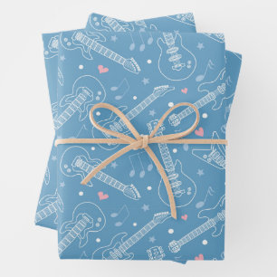 Feuille De Papier Cadeau Motif sans fil guitare