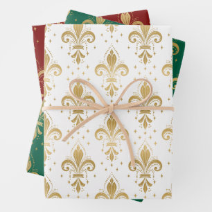 Feuille De Papier Cadeau Motif sans soudure Gold fleur-de-lis