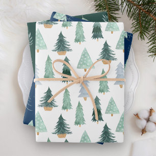 Feuille De Papier Cadeau Motif scandinave de sapin de Noël