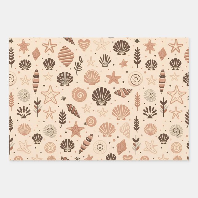 Feuille De Papier Cadeau Motif Seashell (Devant)