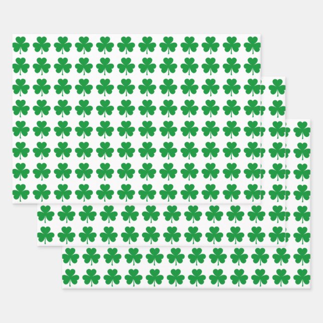 Feuille De Papier Cadeau Motif shamrock (Lot)