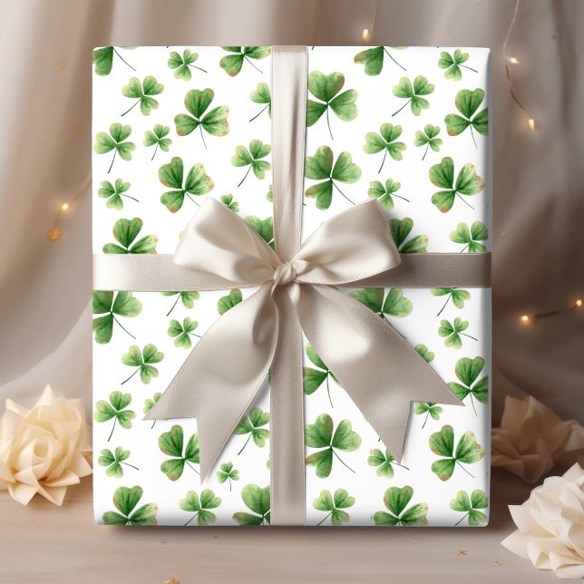 Feuille De Papier Cadeau Motif Shamrock aquarelle (Créateur téléchargé)