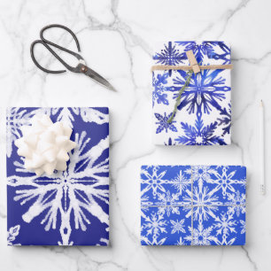 Feuille De Papier Cadeau Motif Shibori Tie Dye Indigo Blue Snowflakes