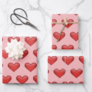 Feuille De Papier Cadeau Motif simple de coeur rouge sur Arrière - plan ros