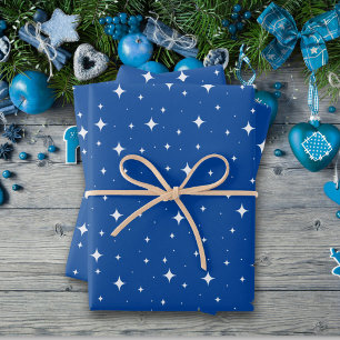 Feuille De Papier Cadeau Motif simple étoile bleue et blanche pour les fête
