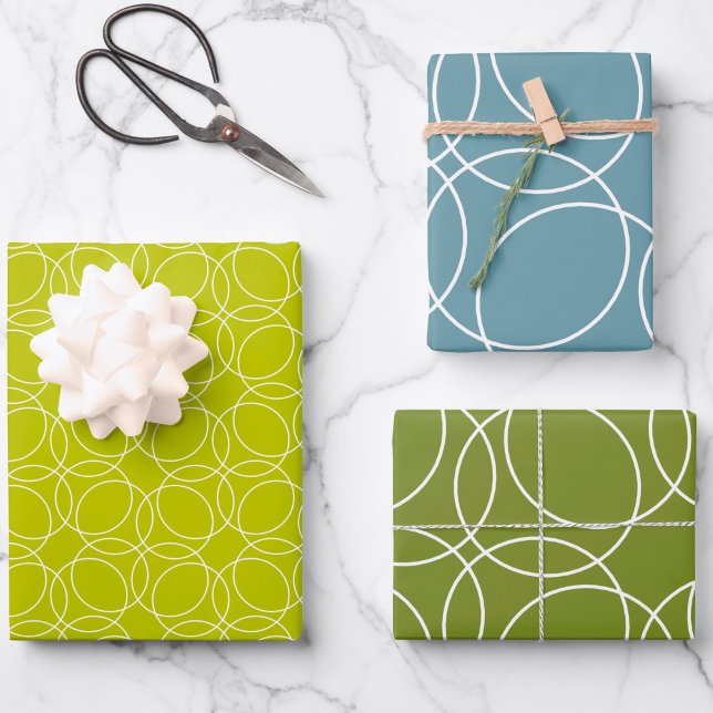 Feuille De Papier Cadeau Motif simple moderne en vert (Créateur téléchargé)