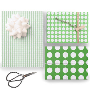 Feuille De Papier Cadeau Motif simple pois verts et blancs