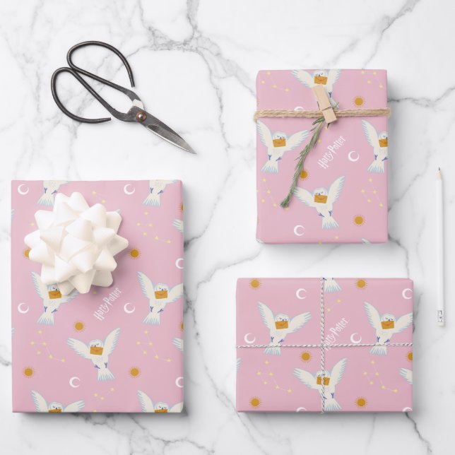 Feuille De Papier Cadeau Motif Solstice Hedwig Rose (Recto)