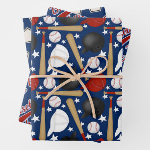 Feuille De Papier Cadeau Motif sportif de baseball