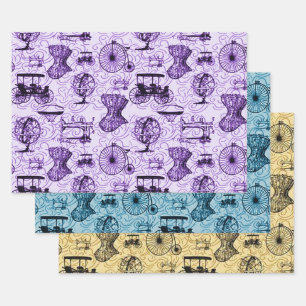 Feuille De Papier Cadeau Motif Steampunk Pastel