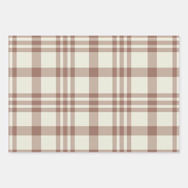 Feuille De Papier Cadeau Motif Tartan Brown Mocha Mousse (Devant)