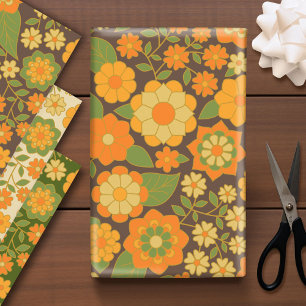 Feuille De Papier Cadeau Motif tendance rétro floral - funky