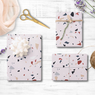 Feuille De Papier Cadeau Motif Terrazzo Abstrait Moderne du Milieu du Siècl