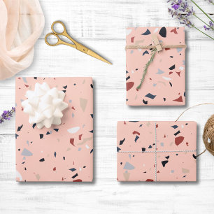 Feuille De Papier Cadeau Motif Terrazzo Abstrait Moderne du Milieu du Siècl