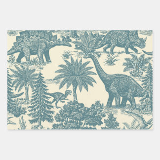 Feuille De Papier Cadeau Motif Toile Dinosaure Vintage