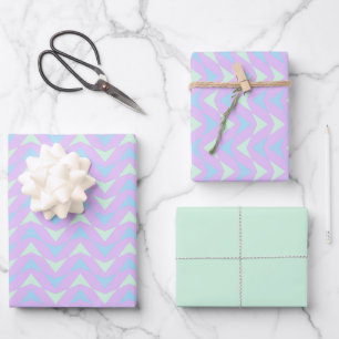 Feuille De Papier Cadeau Motif Triangles Géométriques Bleu Et Violet
