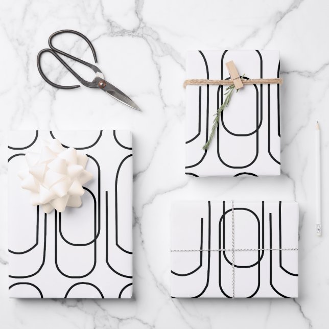Feuille De Papier Cadeau Motif Trombone Noir et Blanc (Recto)