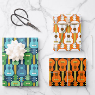 Feuille De Papier Cadeau Motif Ukulele vertical