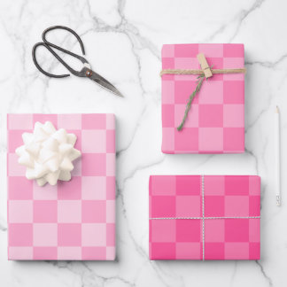 Feuille De Papier Cadeau Motif vérifié rose