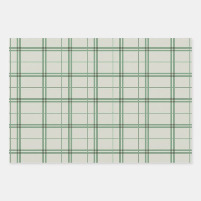 Feuille De Papier Cadeau Motif vert pâle Coche d'impression Tartan (Devant)