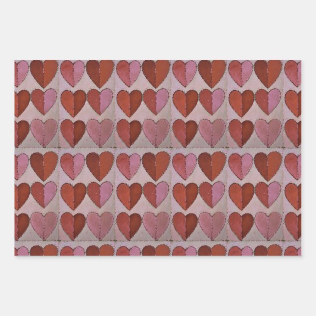Feuille De Papier Cadeau Motif vintage de coeur (Devant)