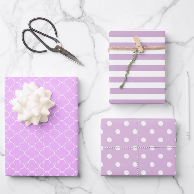Feuille De Papier Cadeau Motif violet clair (Recto)