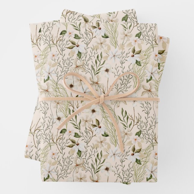 Feuille De Papier Cadeau Motif Wild Bloom (En situation)