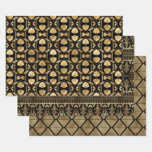 Feuille De Papier Cadeau Motifs Art Déco dorés élégants