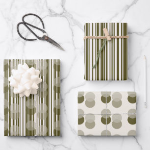Feuille De Papier Cadeau Motifs chic olive Green Tinsel et Confetti