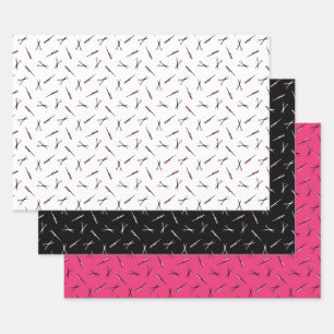 Feuille De Papier Cadeau Motifs de la liste des ciseaux et combs à cheveux