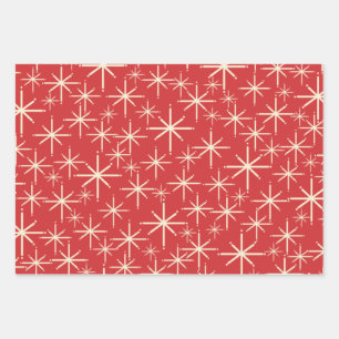 Feuille De Papier Cadeau Motifs de Noël des années 1950 dans la Crème ve