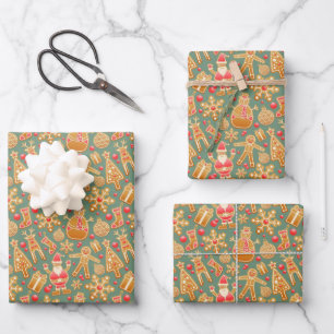 Feuille De Papier Cadeau Motifs de Noël en pain d'épice