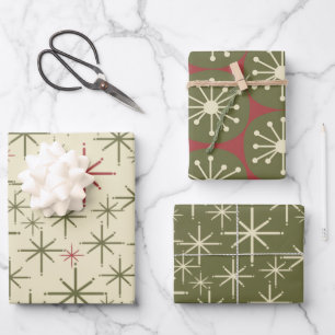 Feuille De Papier Cadeau Motifs de Noël modernes du Moyen-siècle
