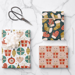 Feuille De Papier Cadeau Motifs de vacances Cute Scandi