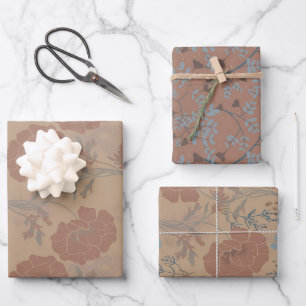 Feuille De Papier Cadeau Motifs des fleurs, couleur de la mousse