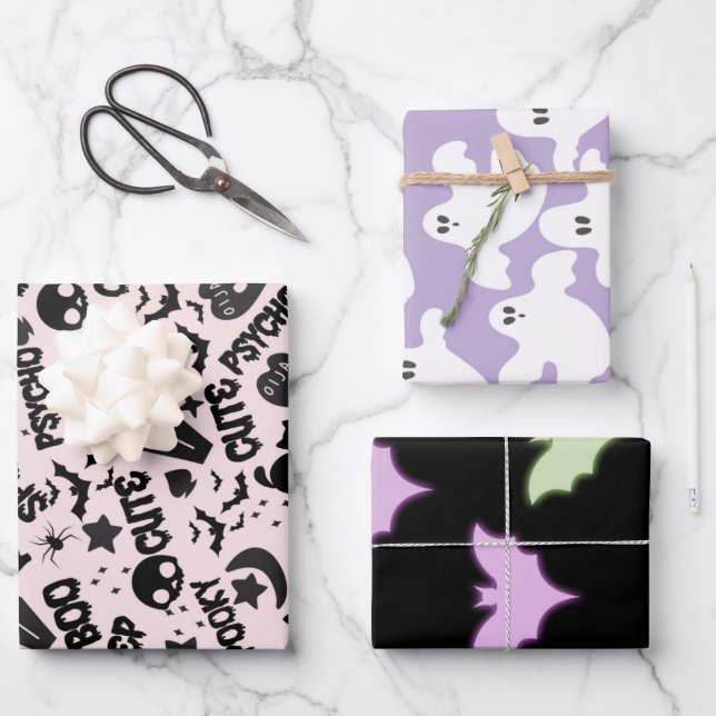 Feuille De Papier Cadeau Motifs d'Halloween (Recto)