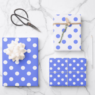 Feuille De Papier Cadeau Motifs en pointillés bleus et blancs