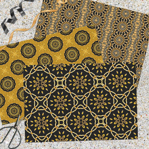 Feuille De Papier Cadeau Motifs géométriques de la mosaïque de l'or et de l