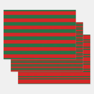 Feuille De Papier Cadeau Motifs rayures multiples DIY Couleurs Vert Rouge