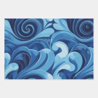 Feuille De Papier Cadeau Motifs tourbillonnants de style années 70 dans des