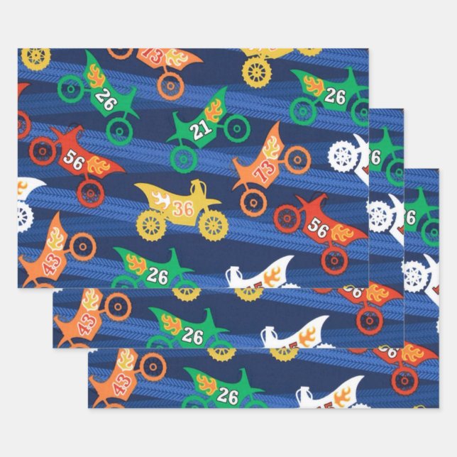 Feuille De Papier Cadeau Motorama Dirt Bikes (Lot)