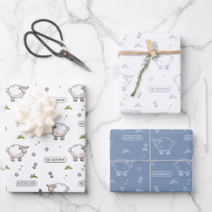 Feuille De Papier Cadeau Mouton bleu Dusty Aïd Moubarak Enfants