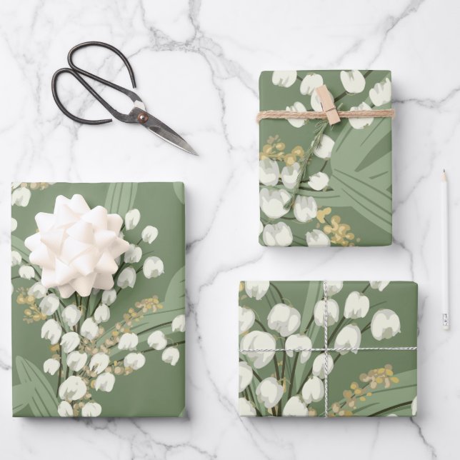 Feuille De Papier Cadeau Muguet floral  (Recto)