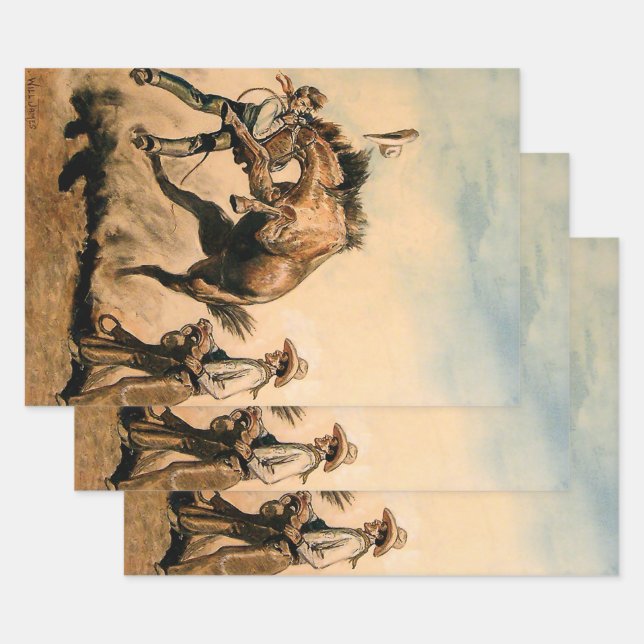 Feuille De Papier Cadeau « Mule » Art occidental par Will James (Lot)